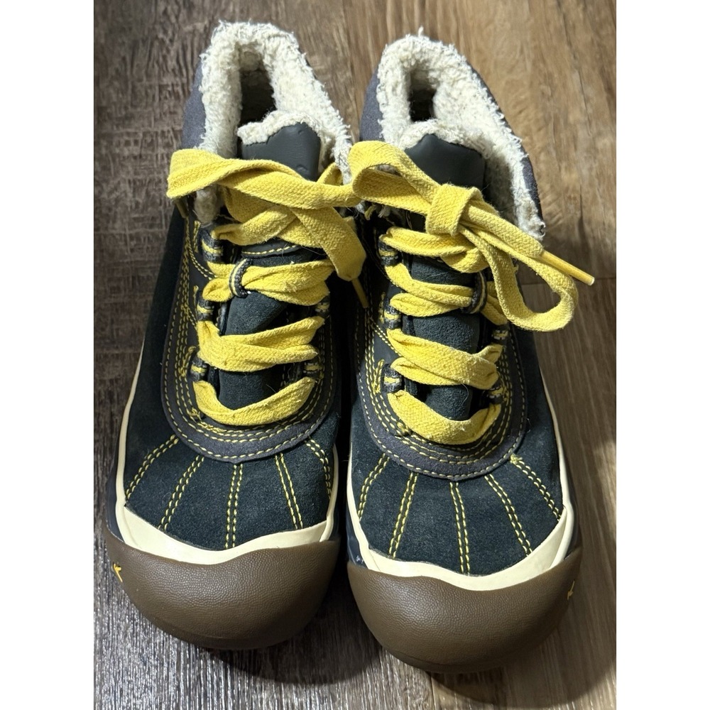 Keen Brady Winter Boots Youth Size 13 Gray Yellow Snow Cold Lace Up
